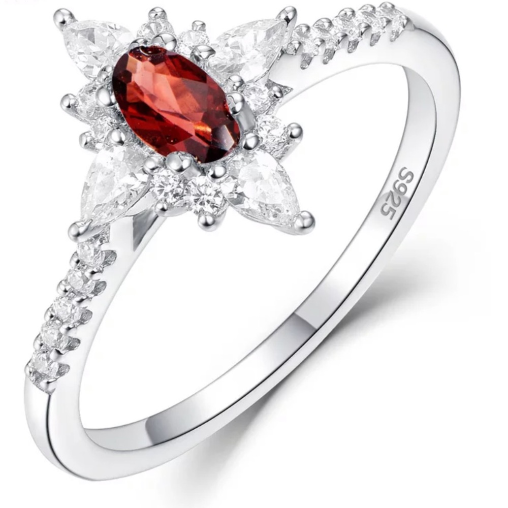 NWOT Garnet Sterling Silver Marquise Ring